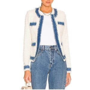 New!! Fabulous! L'AGENCE Agnes tweed denim frayed jacket - XS
